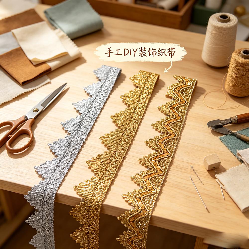 4 meters/13.12ft each pack Wavy Braided Lace Trim Ribbon Wave Golden Decorative Fabric Edge for Dress Sewing DIY Craft Wedding Garment Embellishment