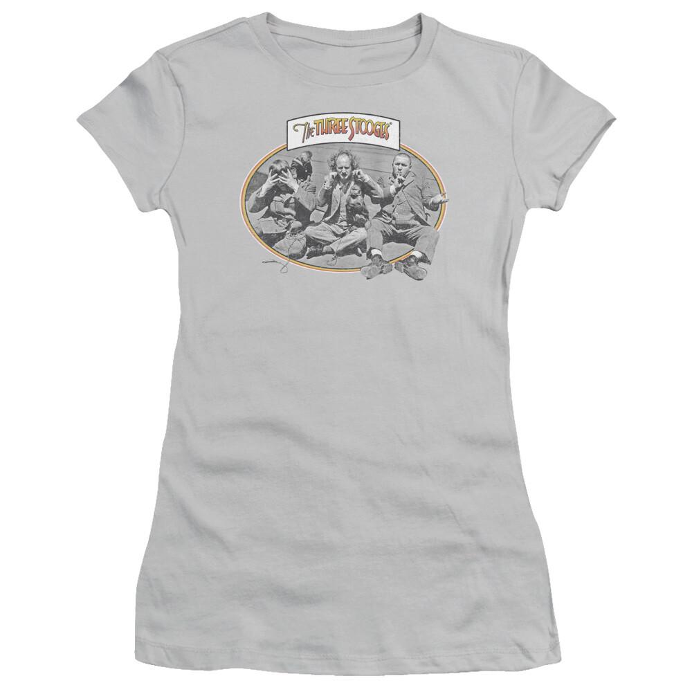 Three Stooges Juniors T-Shirt Monkey See Monkey Do Silver Tee Unisex T-Shirt S