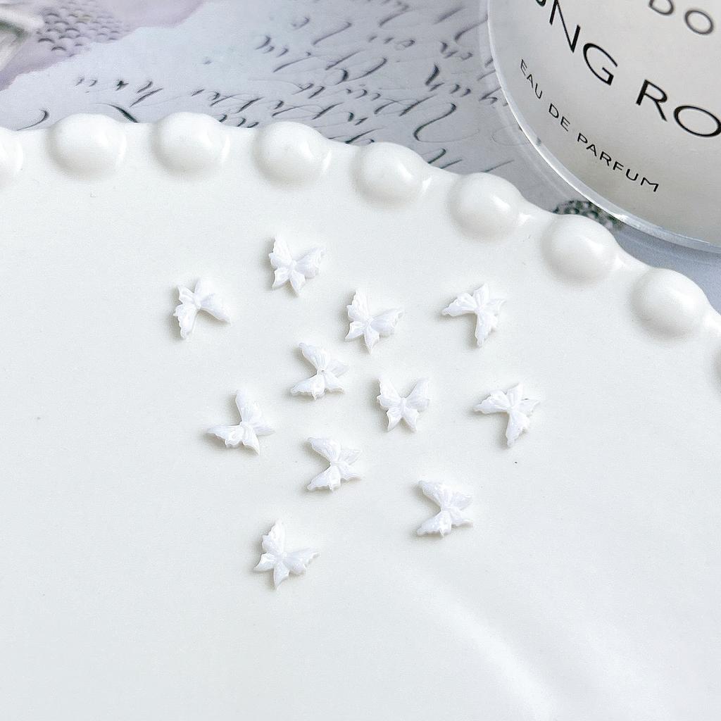 ins Pink and White Mini Bowknot Nail Art Accessories Resin Girly Wearable Nails DIY Decoration Materials