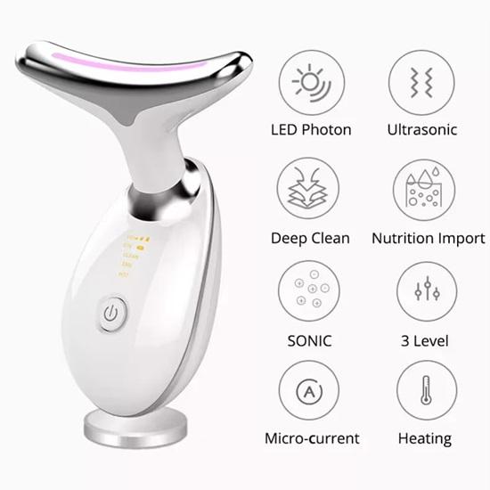 Face and Neck Massager Tool for Skin Tightening,  Anti-Aging, Portable Rechargeable Beauty Device (7 in 1, Multicolor)