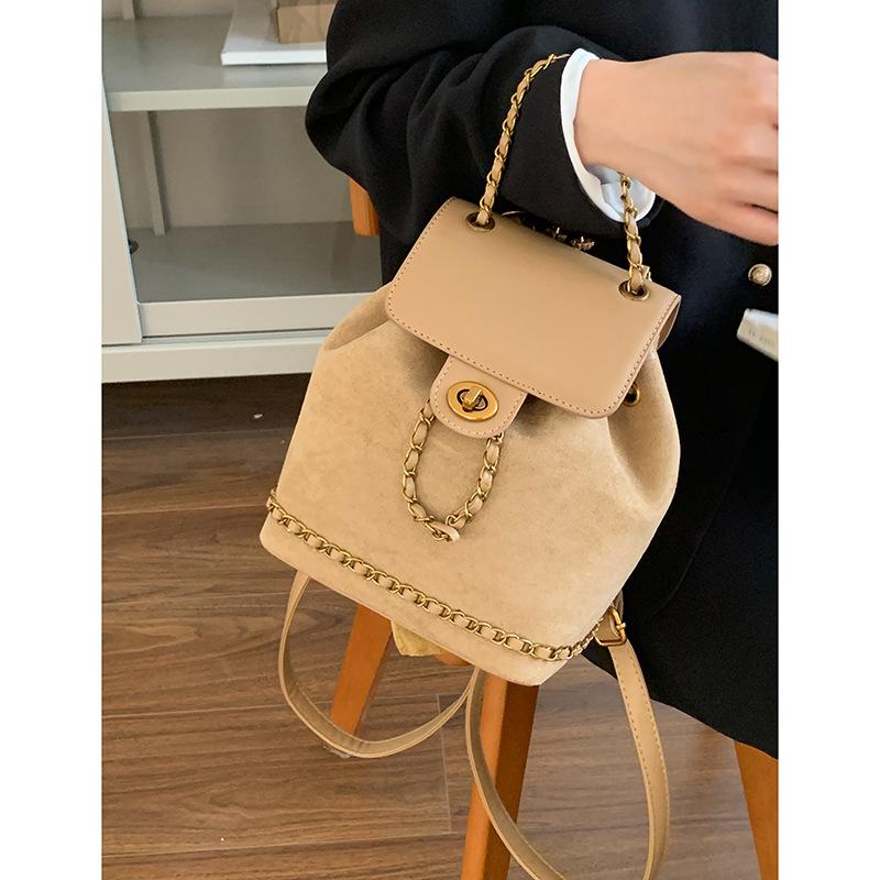 Retro Large-capacity Chain Backpack for Women, Large-capacity Bucket Bag