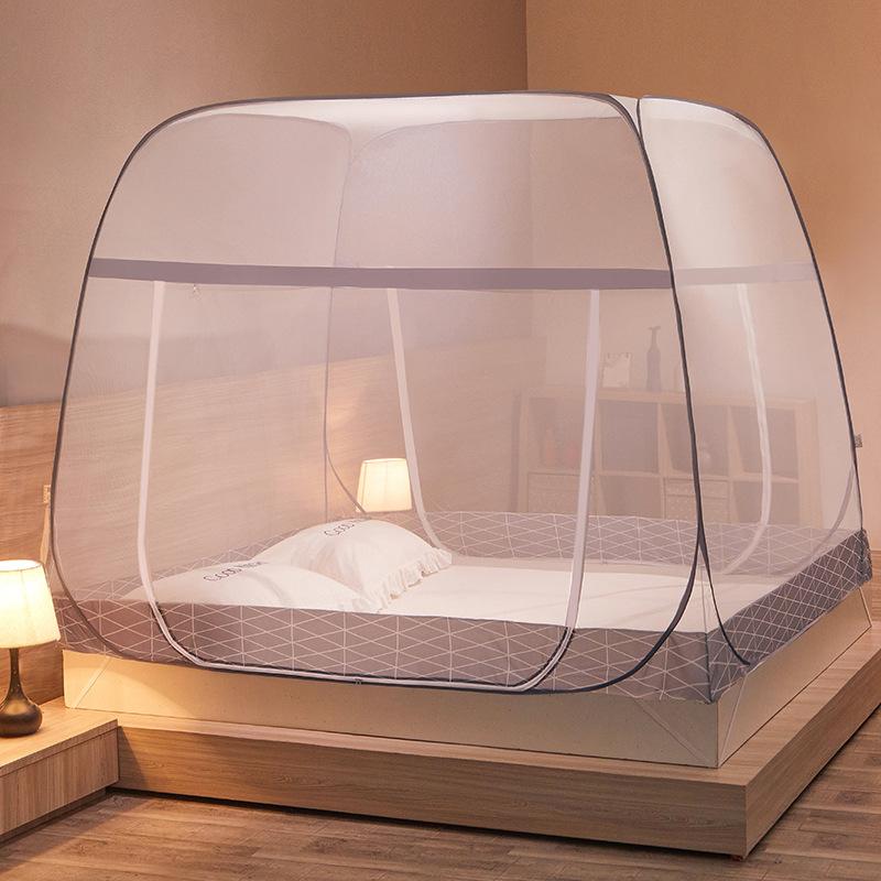 Yurt Mosquito Net Free Installation Square Top Steel Wire Tent Foldable Zipper Double Door Bottom Household Summer Mosquito Proof
