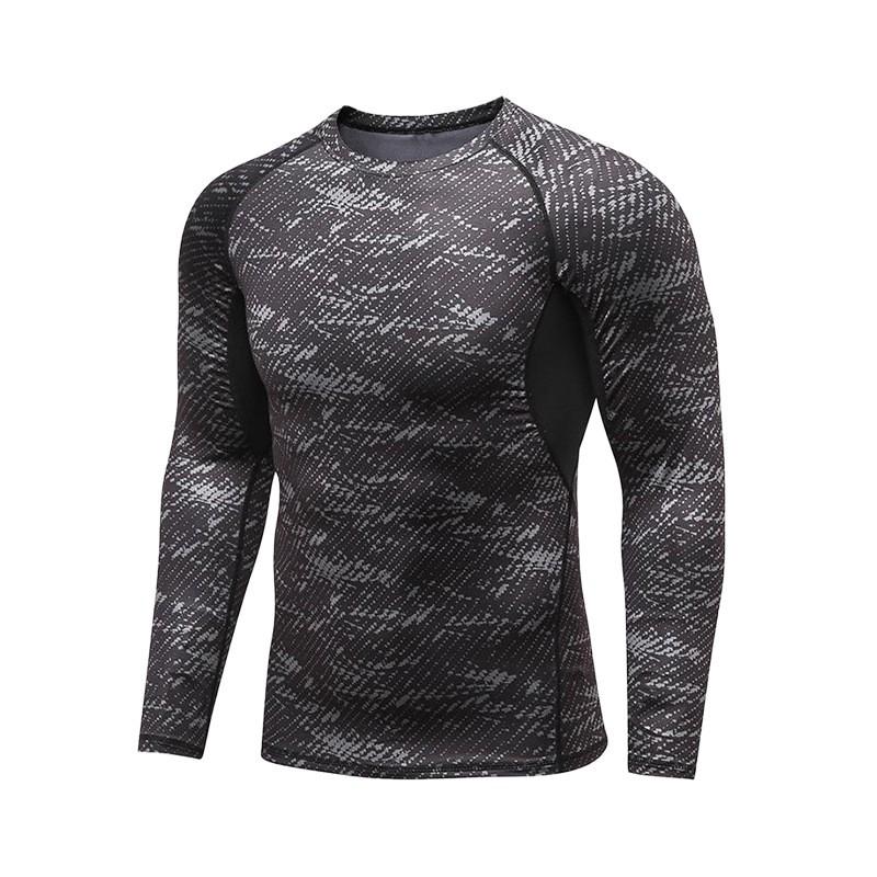 Mens Quick-Dry Compression Long Sleeve Cycling Jersey Breathable Athletic Base Layer Running Gym Basketball Training