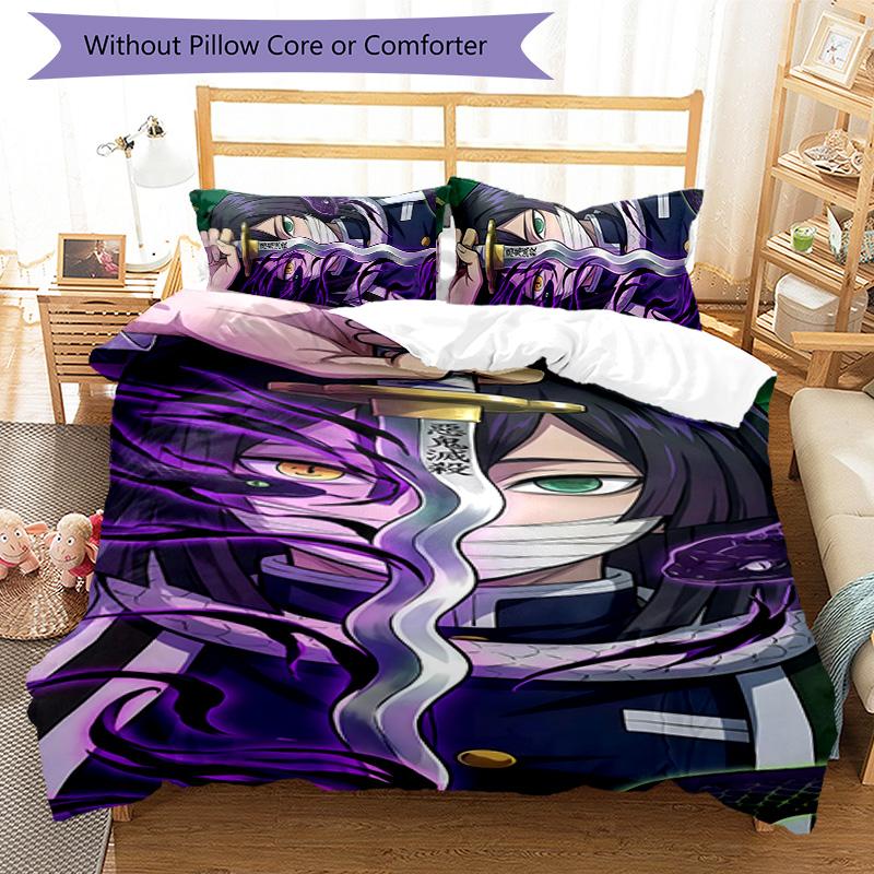 Mitsuri & Iguro 3pcs Bedding Set Duvet Cover Closure Includes 1 Duvet Cover & 2 Pillowcases for All Seasons Bedroom Home Dorm Decor