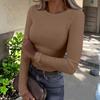 Women's  And Winter Slim Bottom T-shirt Fashion Casual Solid Color O-Neck Pullover Long Sleeve Top