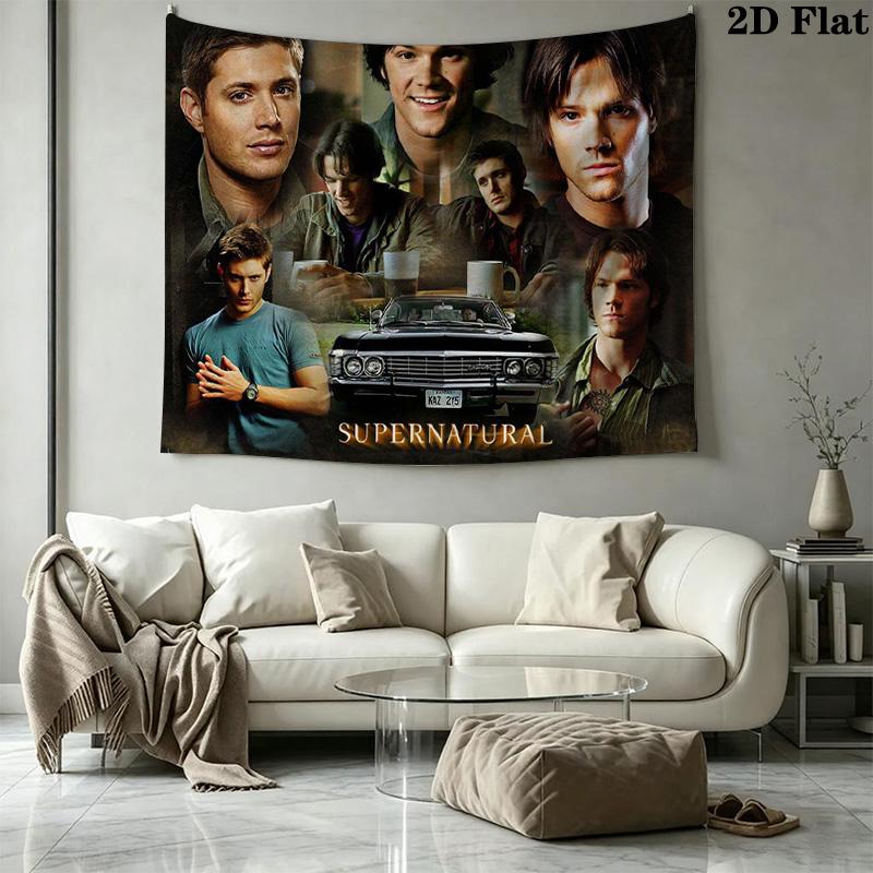 Supernatural Hunting Brothers Wall Tapestry Aesthetic Wall Hanging Printed Fabric Blanket Decorative Tapestries for Bedroom Living Room Home Decor