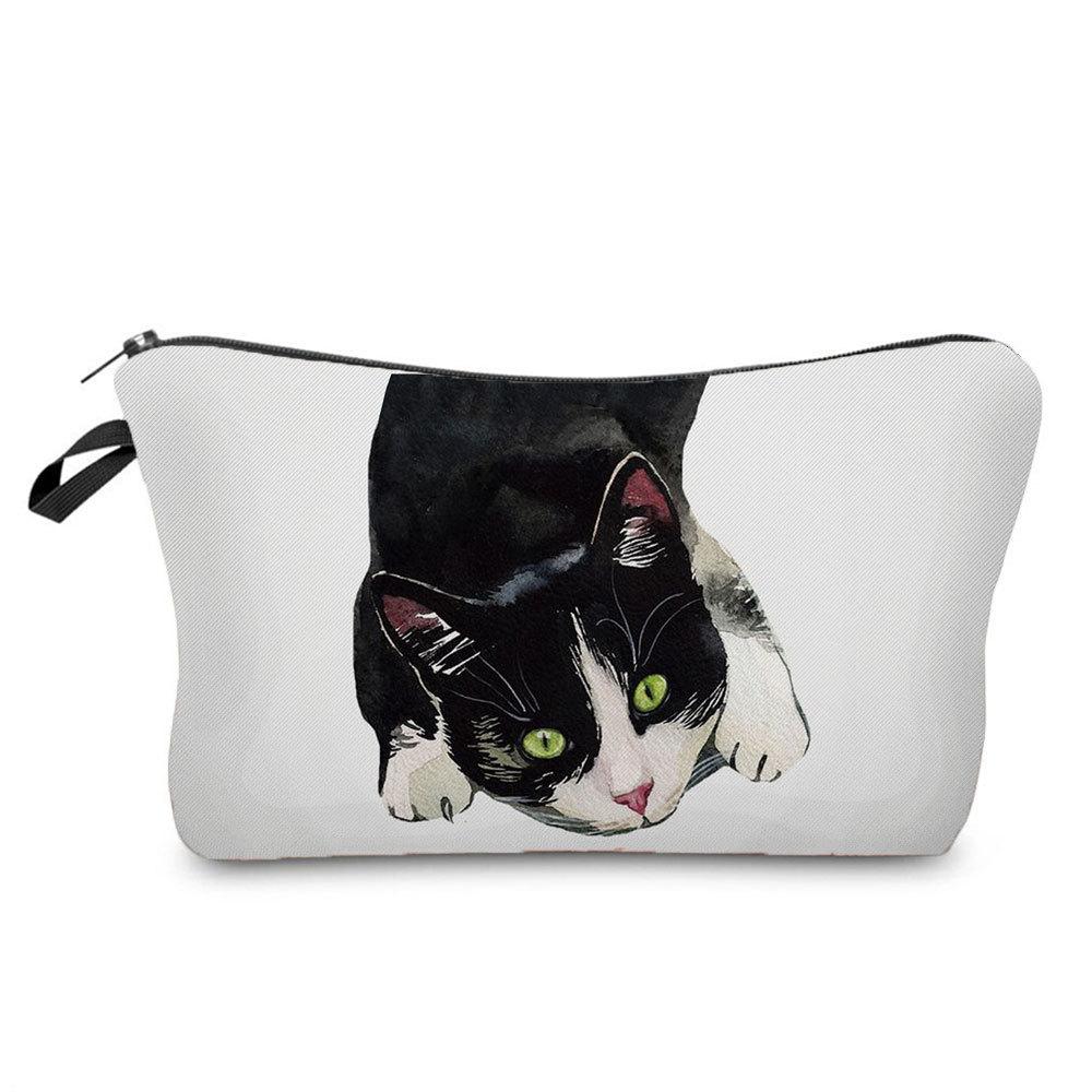 Women Cat Print Cosmetic Bag Toiletries Organize Travel Storage Case 6679