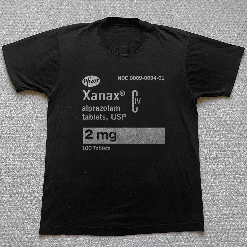 Xanax Logo Tshirt Black Cotton Tshirt Size S5XL Unisex T-Shirt