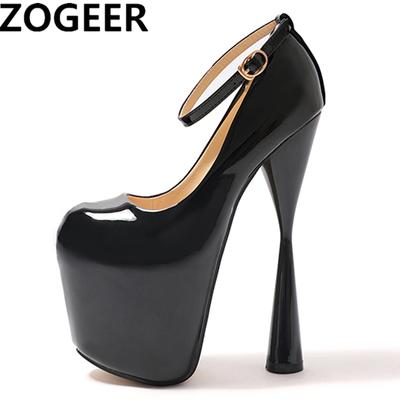 Fashion Sexy Platform 19cm Extreme High Heels Women Pumps Shoe Plus Size 50 Round Toe Fashion Black White Heel Party Wedding Fetish Shoe