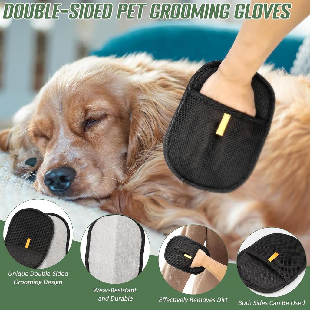 Pet Hair Removal Gloves Static Free Bidirectional Brushing Grooming Tool for Dog Cat Sofa Carpet Clothes Cleaning grooming glove