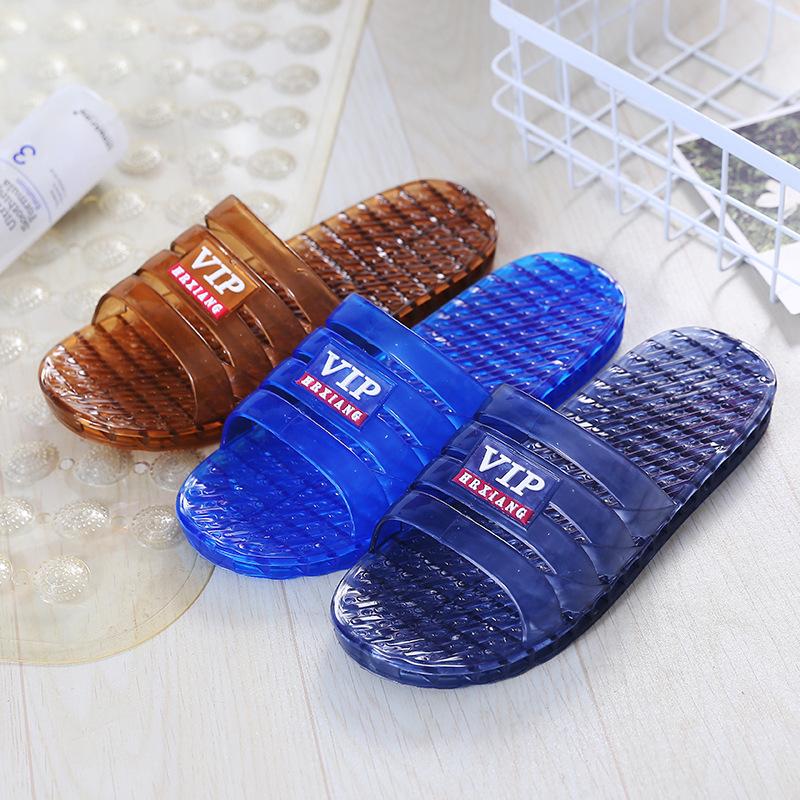Crystal slippers women's summer indoor non-slip and non-smelly feet home household bathroom four seasons thick bottom deodorant men's cool slippers