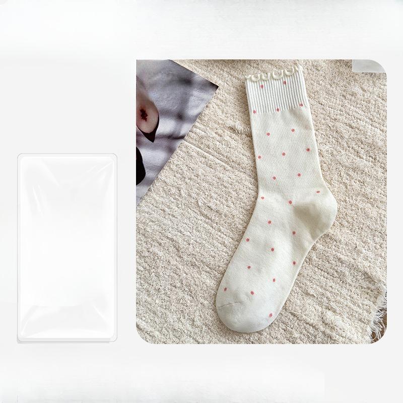 Female Spring and Summer Point Wooden Ear Edge Comfortable Month Son Tube Pile Socks