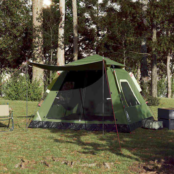 VidaXL Tente de camping à dôme 5 personnes vert libération rapide, tente, abri de camping, abri de jardin, tente de jardin, 4004146