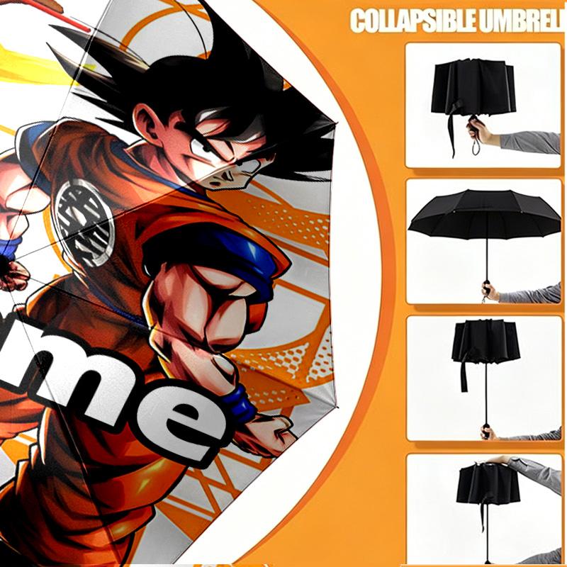 Custom Name Personalized Anime Print Umbrella, Auto Open Close, 8‑Rib Sturdy Frame, Commute Camping Hiking Use, Birthday Gift