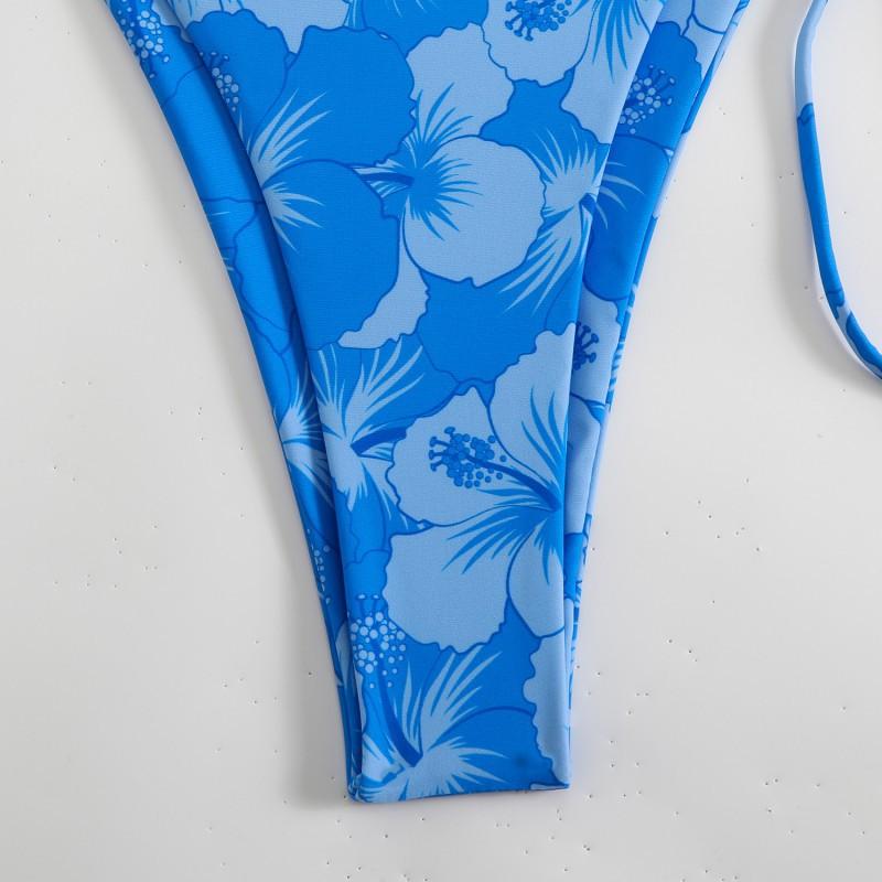 Printed Tight Lace Backless Sexy Split Swimsuit Bikini Women