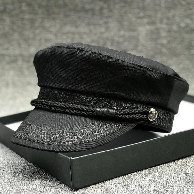 Hat Sky Versatile Cap Lace Octagonal Hat Woolen Beret Flat Top Hat Female Tide