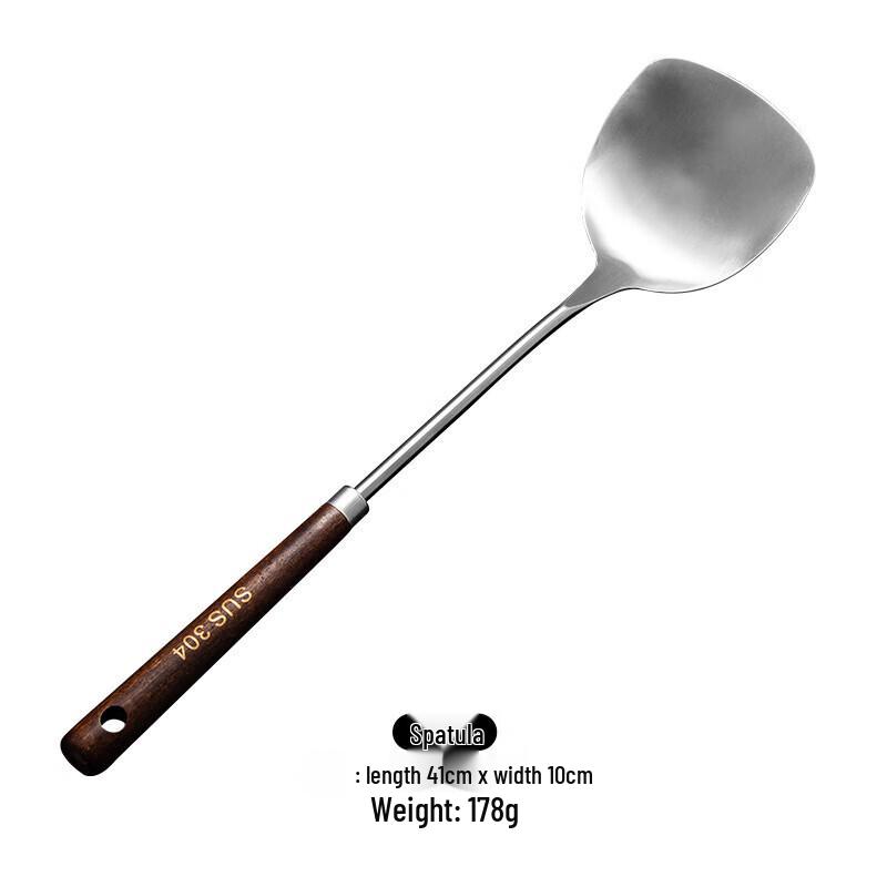 ZISIZ 304 Stainless Steel Spatula Set with Wooden Handles