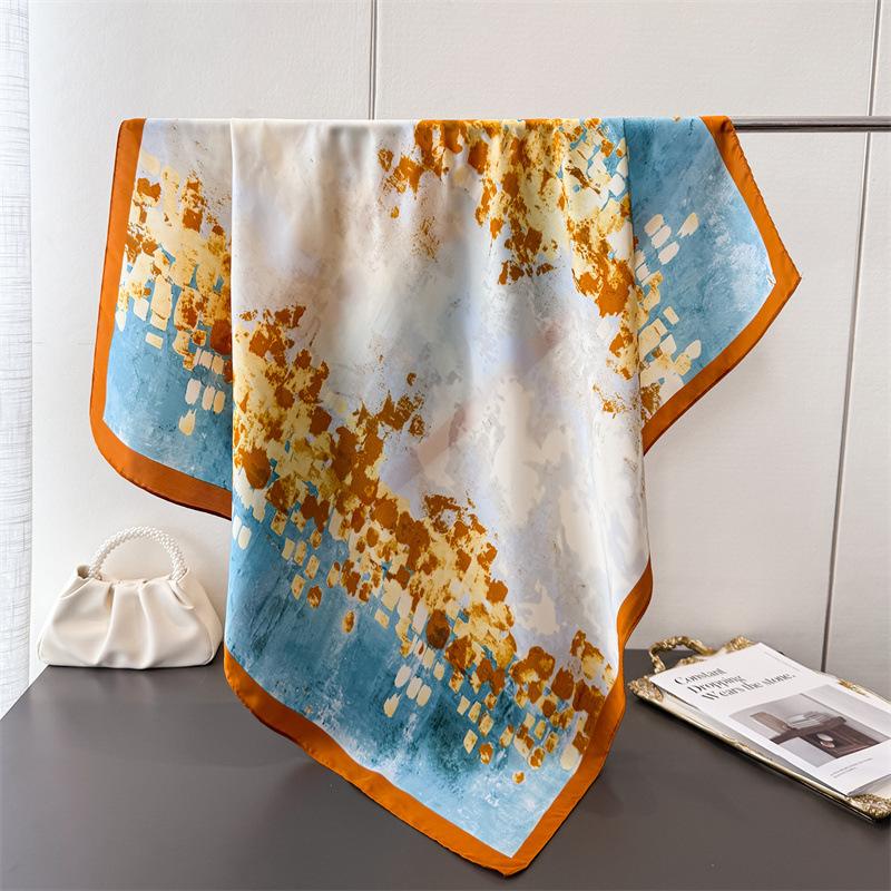 

Art Splashing Ink Feeling Simulation Silk High Sense Printing Large Square Scarf Silk Scarf Shawl Headscarf Neck Protection Scarf 90*90cm