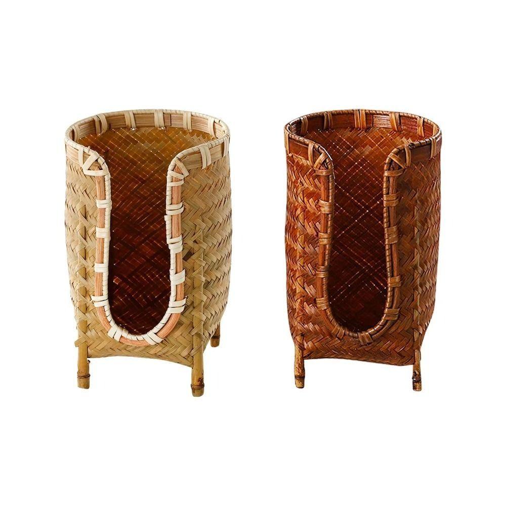 Bamboo Woven Cup Holder Rack Retro Handmade Tea Cup Storage Basket Japanese-style Space Saving Paper Cup Dispenser Mouthwash Cup