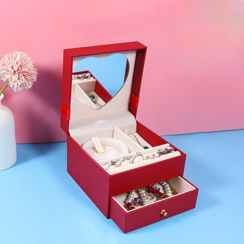 Makeup Mirror Jewelry Storage Ornament Box Ring Necklace Bracelet Watch Packing Box Jewelry Box Jewelry Gift Box