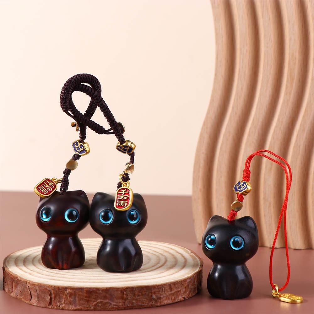 Pendant Phone Charm Wooden Cat Keychain Mobile Phone Lanyard Mobile Phone Chain Mobile Phone Strap