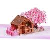 Paper Carving Flower Tree Cottage Greeting Card Folding Birthday Greeting Card for Women Men Children Adult Valentines