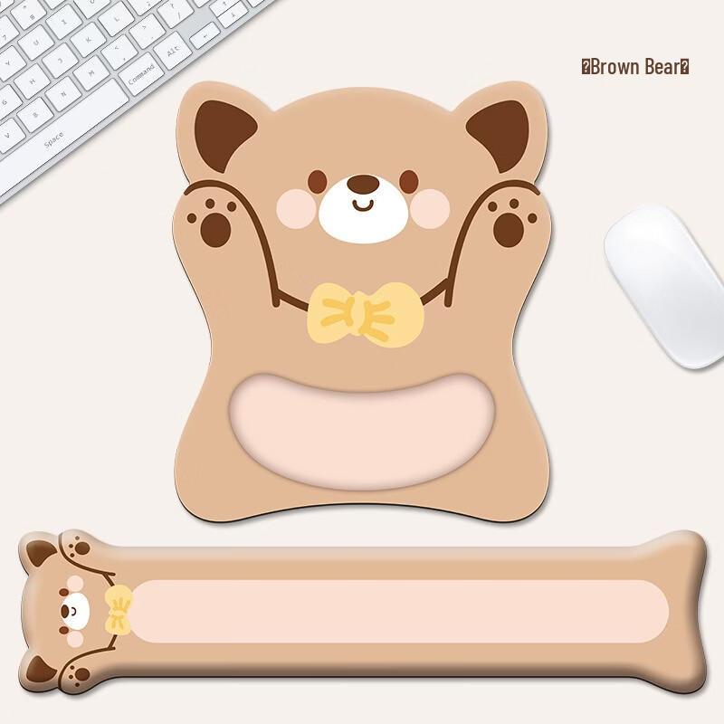 Cartoon Brown Bear Mini Mouse Pad with Wrist Rest