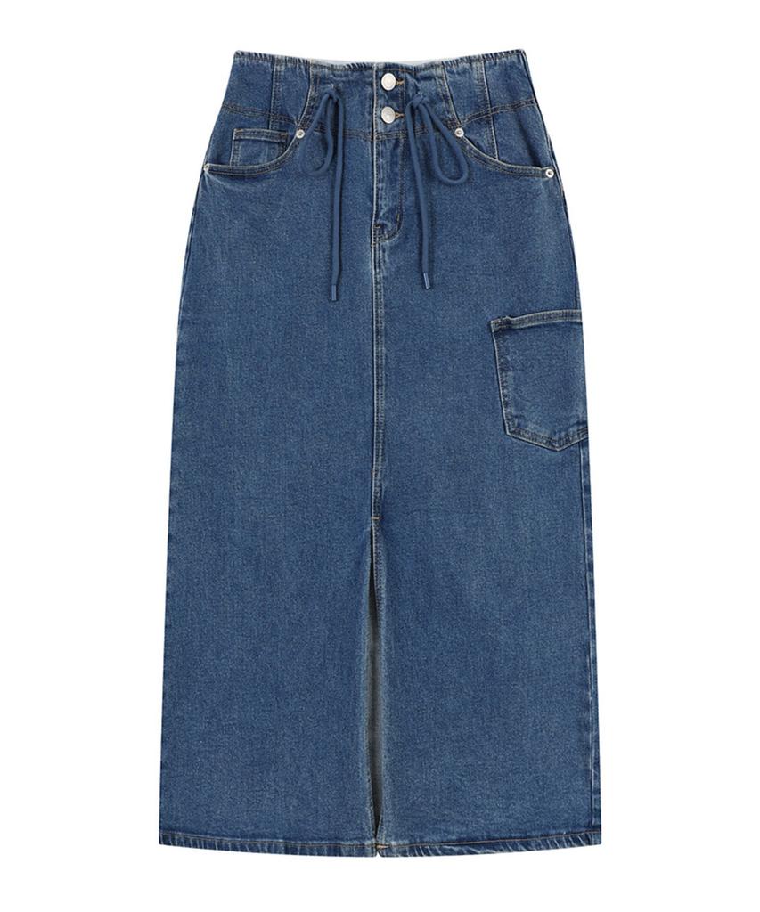 VANAKE Two-Button Denim Long Skirt_Vb3Ydku201Z