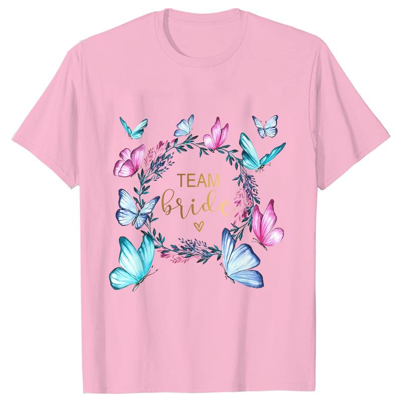 Fashion Bridal Wedding Party T-shirt Team Bride Bridesmaid Shirts Unisex’s Bachelorette Single Farewell Party Flower Wreath Tees