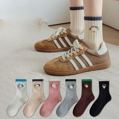 Female Autumn and Winter New Trend Pure Cotton All Take Skin Breathable Deodorant Wicking In Tube Socks