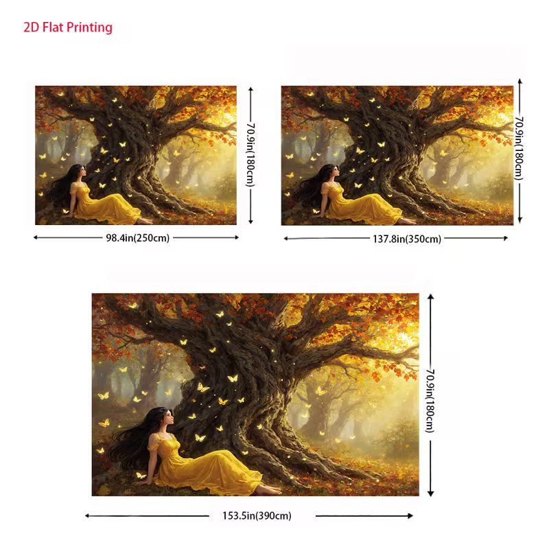 Enchanted Forest Tapestry, Autumn Fairy Background Cloth, Home Deco