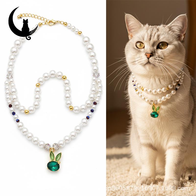 Pet Rhinestone Pendant Necklace: Dog & Kitten Ornament Collar