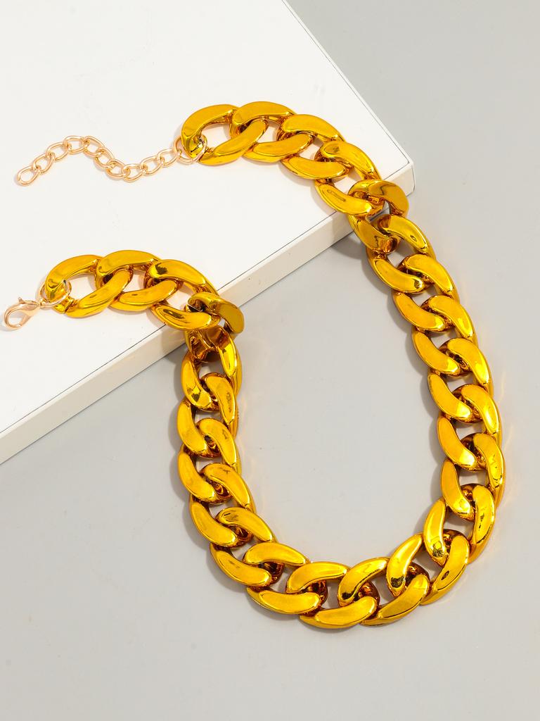 Fashion Hip Hop Metal Color Acrylic Chunky Necklace for Women Men Vintage Glossy Resin Cuban Link Chain Choker Y2K Jewelry Gifts