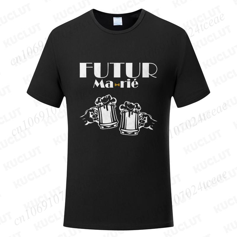 French Beer Graphic Wedding Tops Evg Team Future Groom Man Short Sleeve Tees Boyfriend Single Farewell Bachelor Party Tshirt