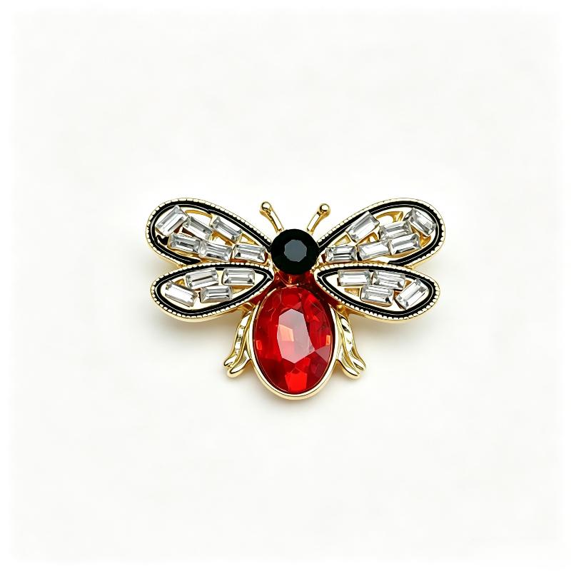 Bee Rhinestone Brooch for Vintage Style Lovers Shiny Crystal Insect Lapel Badge for Outfit Decor Gift