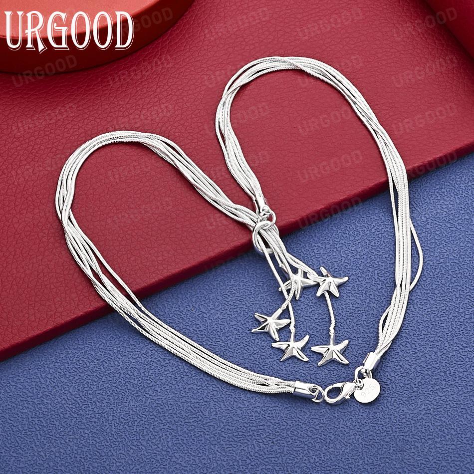 Exquisite 925 Sterling Silver Tassel Five-Pointed Star Necklace - Banquet Gift Jewelry