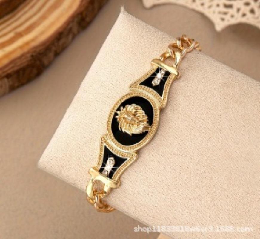

European chain hip-hop anklet chain, zinc alloy lion head anklet, suitable for women s daily wear чорний