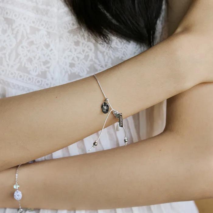 Shining Motifs Silver String Bracelet