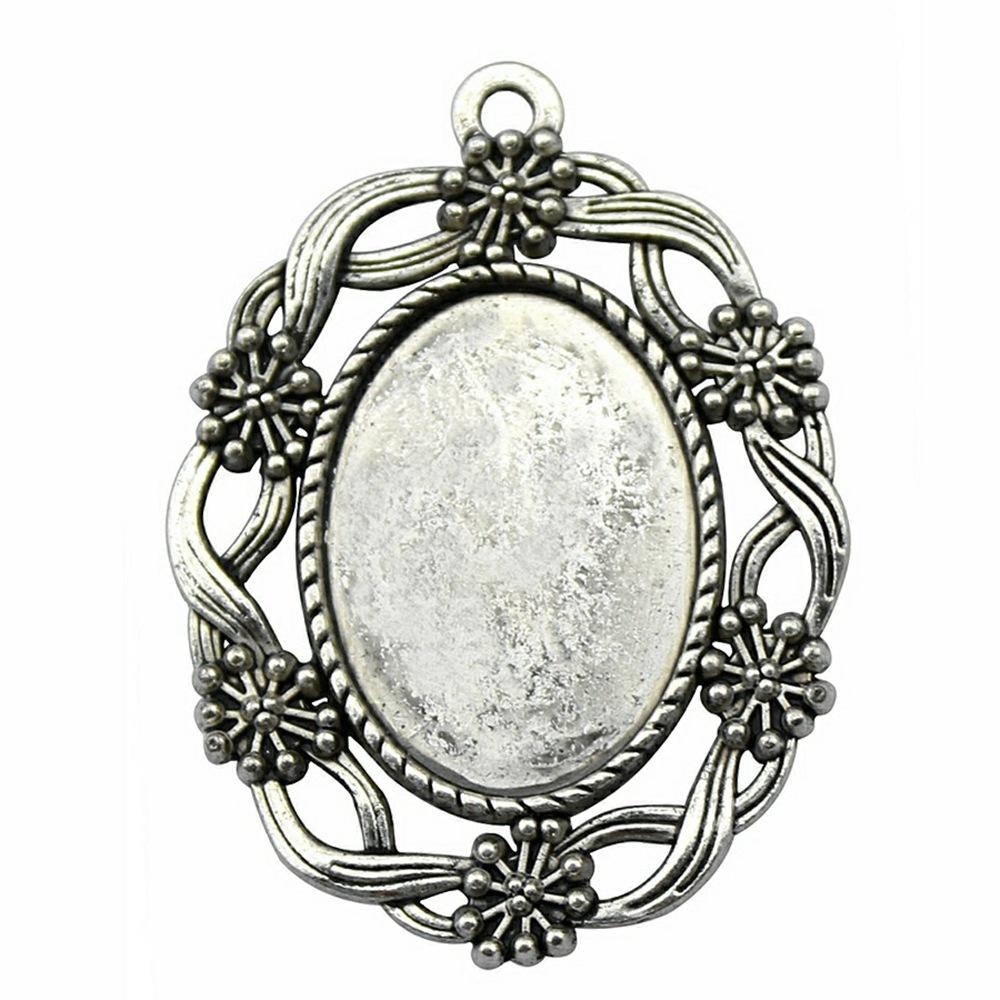 10 Stück 18x25mm Innenmaß Antik Silber Plated 31 Stile Cameo Cabochon Basis Fassungen Anhänger Halskette Zubehör
