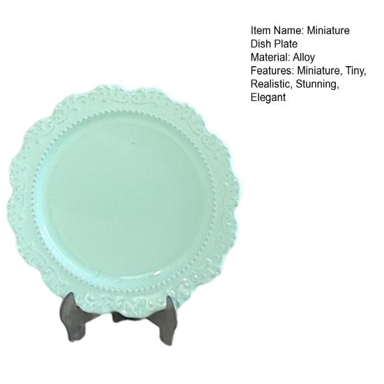 3 Pcs 1/6 1/12 Scale Miniature Dish Plates Alloy Dollhouse Kitchen Accessories Vintage Tiny Tableware for DIY Crafts Pretend Play