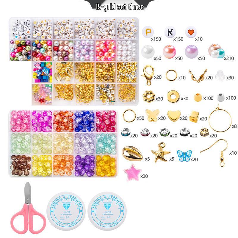 8mm Crackle Bead Bracelet Set: DIY Jewelry Flower Bead Accessories, Lampwork Crystal Loose Beads.