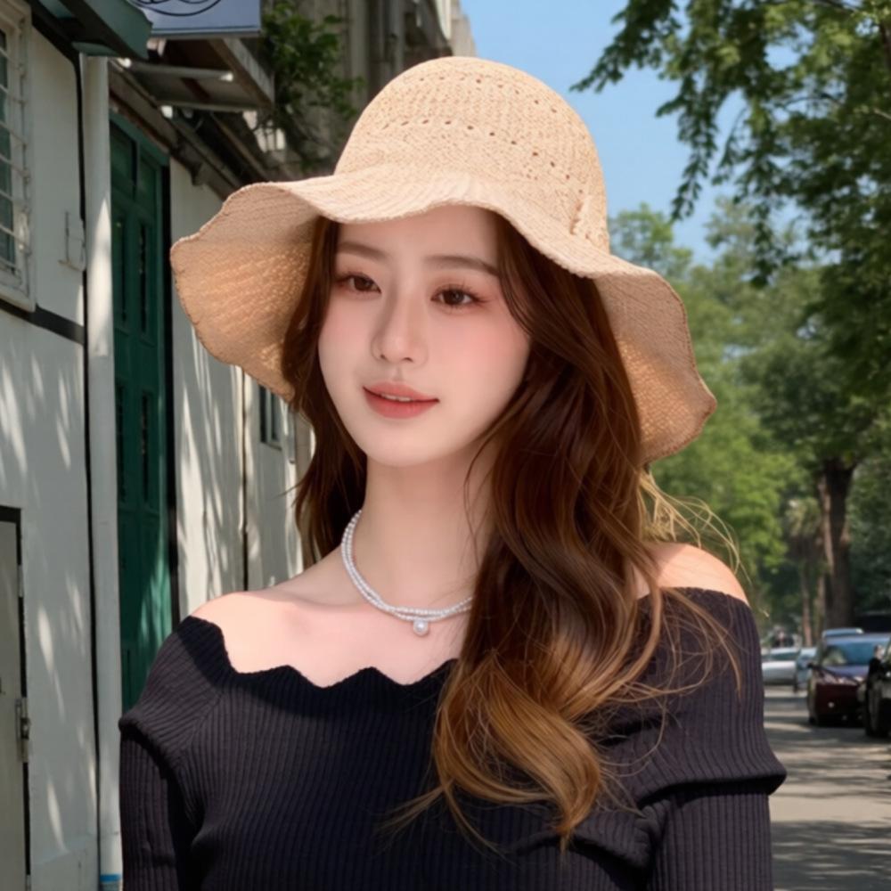 Summer Hat Women's Sunshade Sunscreen Hat Straw Hat Bucket Hat Summer Big Brim Seaside Beach Sun Hat New
