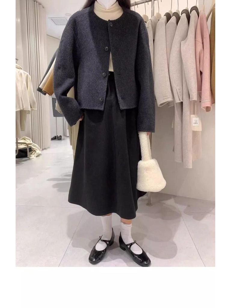 Petite Women's 2025 Winter Woolen Cardigan-Style Short Coat