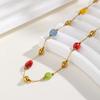 Collier en Pierre Naturelle Multicolore Arc-en-ciel en Forme de Y pour Femmes, Collier Chaîne Boho à Perles en Acier Inoxydable, Bijoux de Fête Tendance