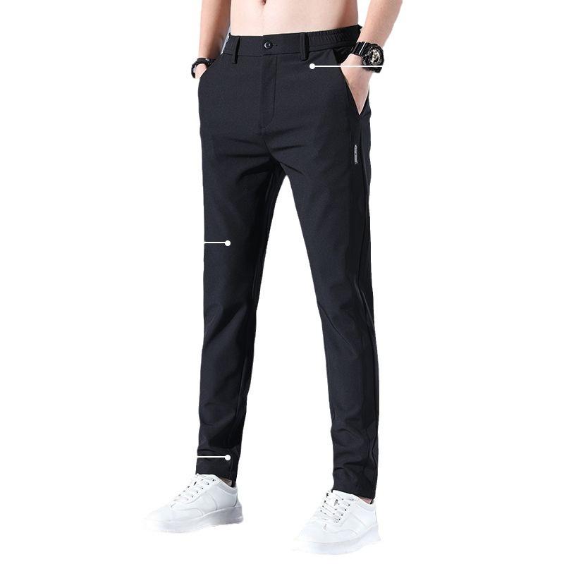 Summer thin ice silk pants men's casual pants quick-drying small trousers men's Korean trousers