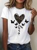 Leopard Love Print With Butterfly 90s Casual Y2k Fashion Tshirt Print Short Sleeve T Shirt Top Tee Summer Ladies Girls Shirt