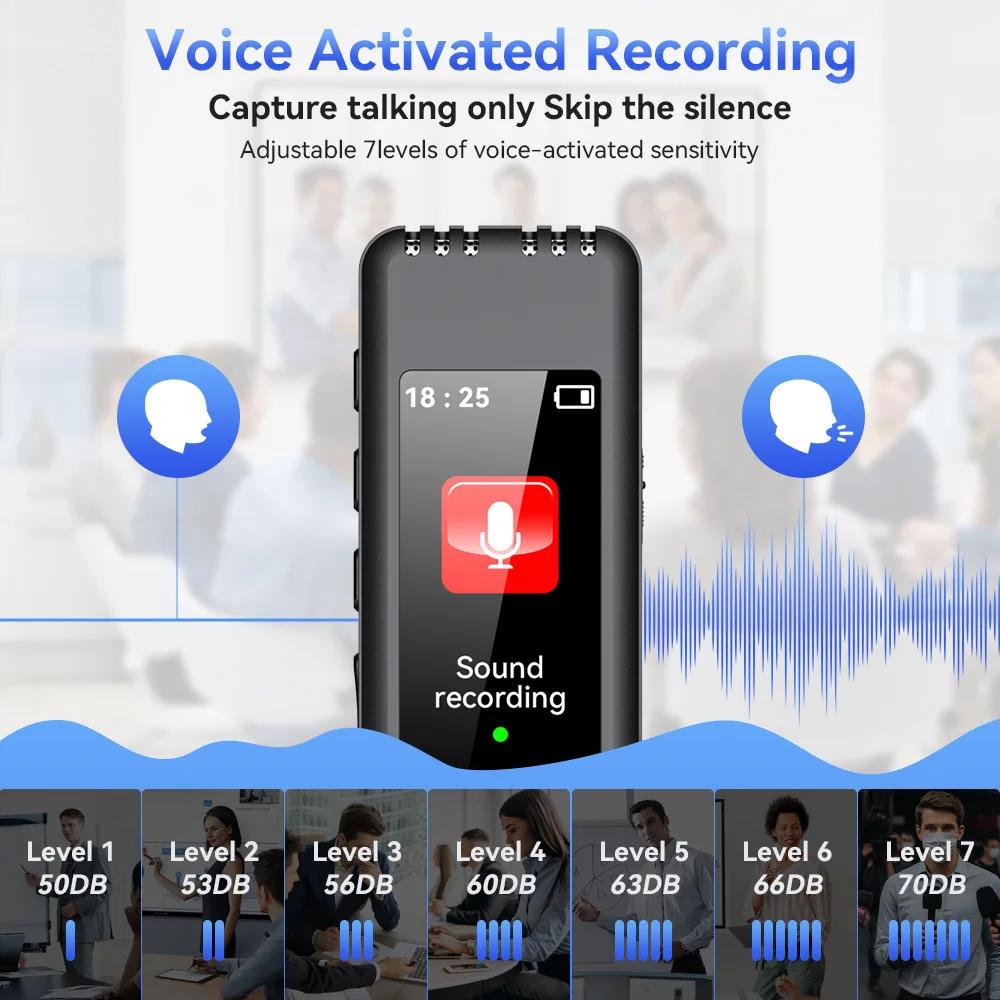 Digital Voice Recorder Pen Portable MP3 Player Audio Recorder With 1536Kbps Recording Work Interviews Max Support 128G TF Card