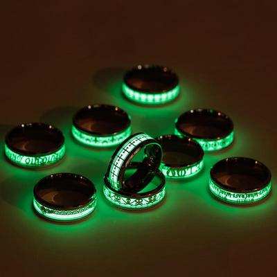 Christlicher Jesus leuchtender Ring JESUS ​​Alphabet Titanstahlring