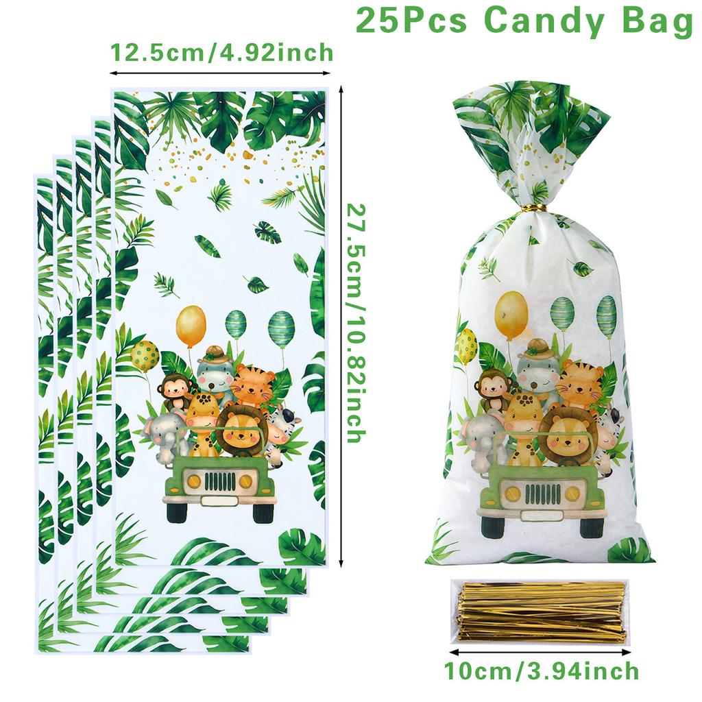 Jungle Animals Candy Gift Bags Biscuit Packing Bag Wild One Safari Gift Bag Birthday Party Decoration Kids Supplies Baby Shower