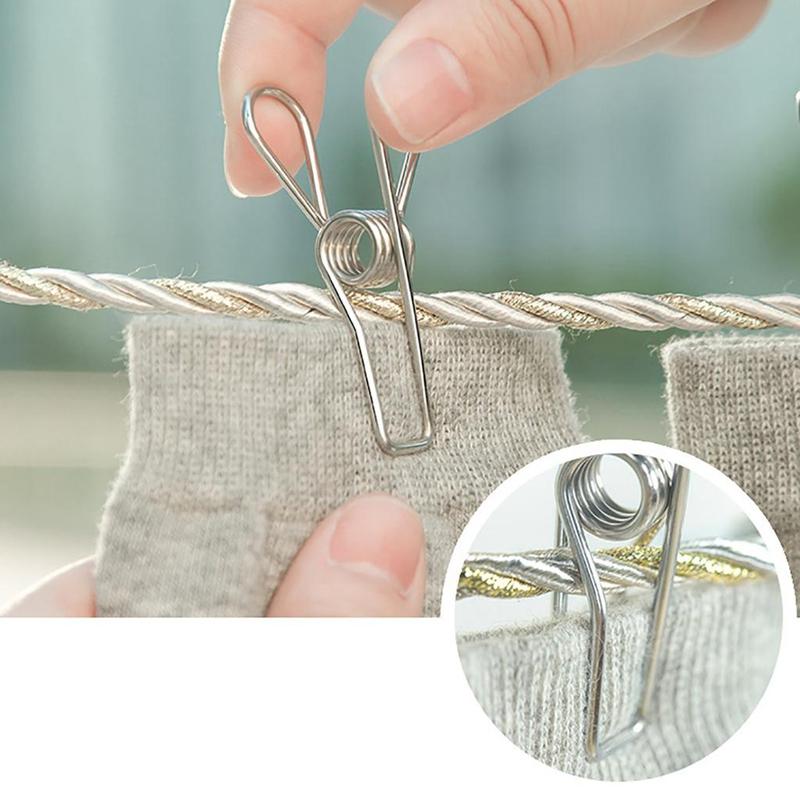 Stainless Steel Hook Clip Household Underwear Socks Drying Clips Clothes Quilt Windproof Clip Hanger